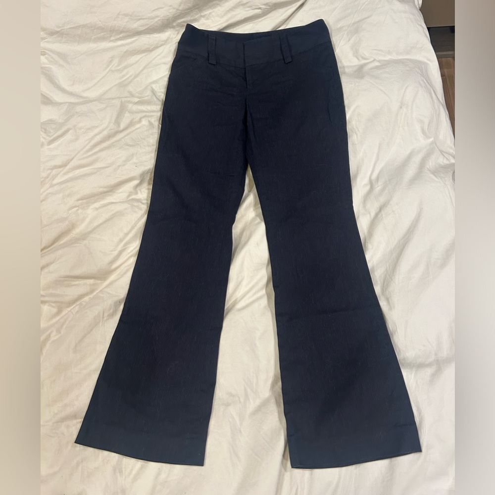 Alice & Olivia navy pinstripe wide leg trouser